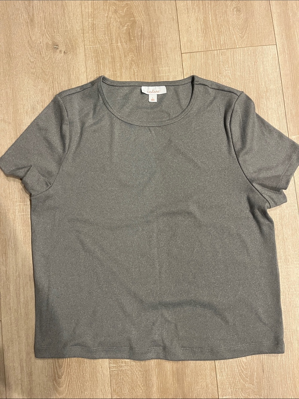 Coldwater Creek Gray Short Sleeve Scoop Neck Tee